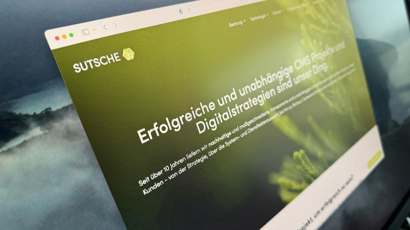 Bildschirmansicht der neuen SUTSCHE Webseite nach dem Relaunch
